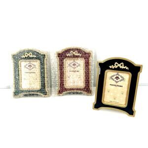 Vintage Hollywood Regency enamel photo frames. Set of 3